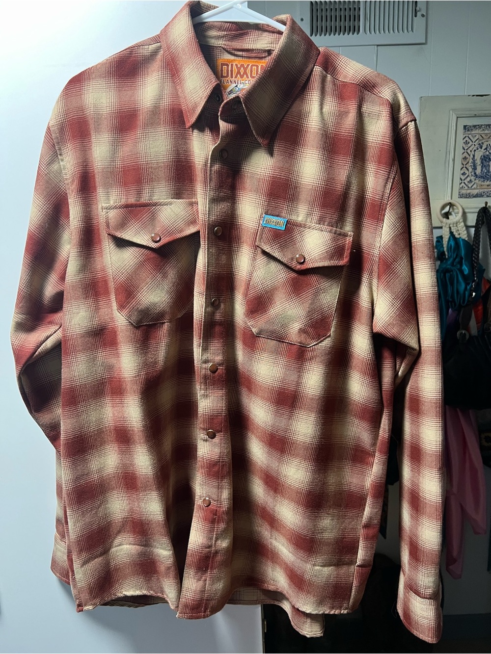 DIXXON Plaid Flannel Shirt in Cream and Rust The Pueblo size L